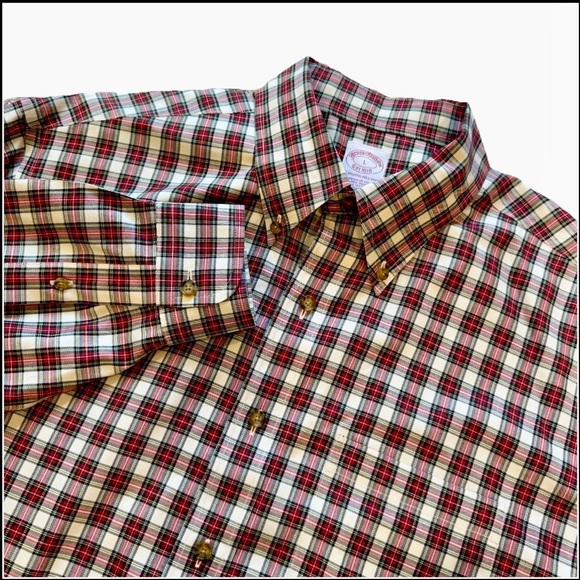 Brooks Brothers The Original Polo Shirt Plaid Regular Fit Non Iron L - Picture 1 of 9